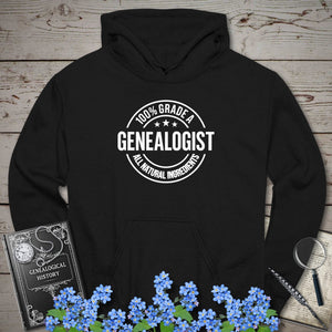 100 Percent Genealogist Hoodie in Black by Genealogy Keepsakes