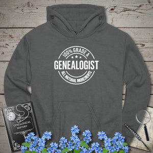 100 Percent Genealogist Hoodie in Charcoal by Genealogy Keepsakes