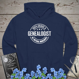 100 Percent Genealogist Hoodie in Navy by Genealogy Keepsakes