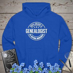 100 Percent Genealogist Hoodie in Royal by Genealogy Keepsakes
