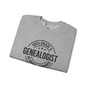 100 Percent Genealogist Sweatshirt in Light Pink by Genealogy Keepsakes