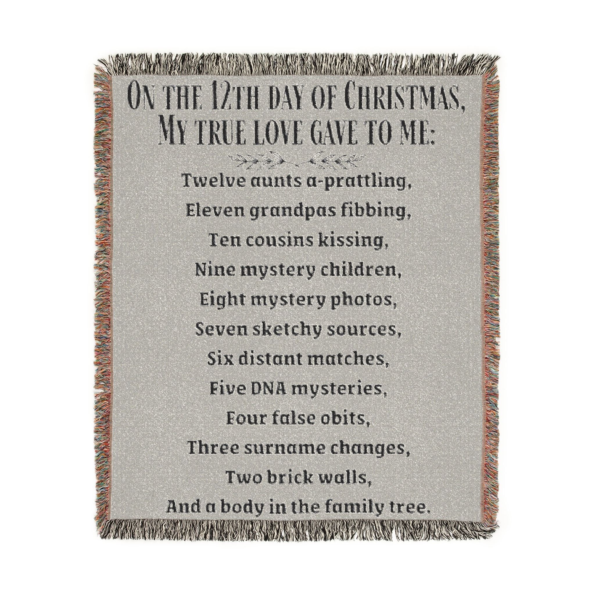 12 Days Of Christmas Woven Blanket in Artwork by Genealogy Keepsakes