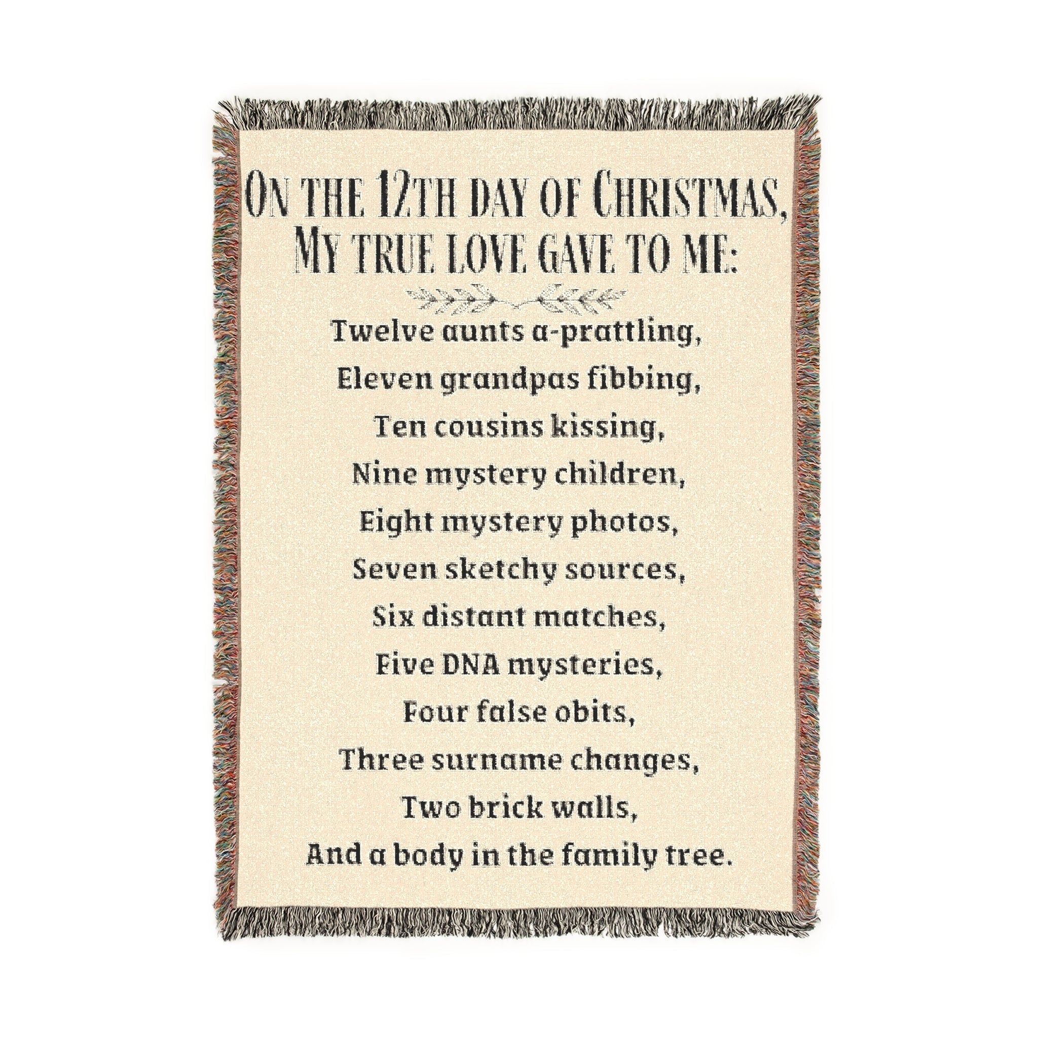 12 Days Of Christmas Woven Blanket in Artwork by Genealogy Keepsakes