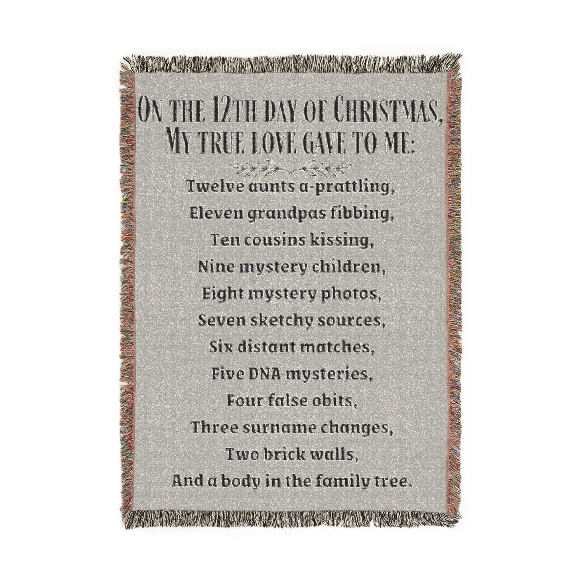 12 Days Of Christmas Woven Blanket in Artwork by Genealogy Keepsakes