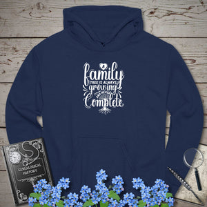 A Family Tree Is Always Growing Hoodie in Navy by Genealogy Keepsakes