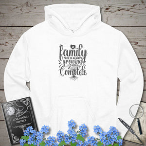 A Family Tree Is Always Growing Hoodie in White by Genealogy Keepsakes