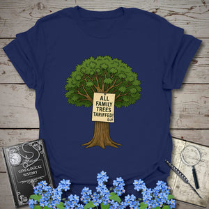 All Family Trees Tariffed T-Shirt in Navy by Genealogy Keepsakes