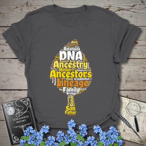 Ancestry Word Cloud T-Shirt in Charcoal by Genealogy Keepsakes
