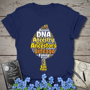 Ancestry Word Cloud T-Shirt in Navy by Genealogy Keepsakes
