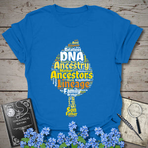 Ancestry Word Cloud T-Shirt in Royal by Genealogy Keepsakes