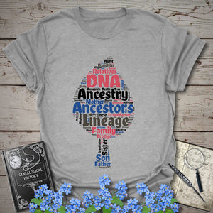 Ancestry Word Cloud T-Shirt in Sport Grey by Genealogy Keepsakes