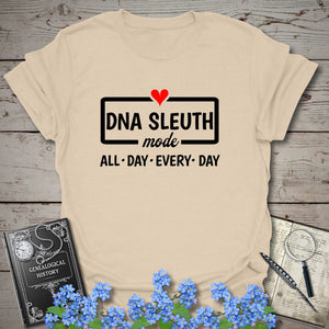 DNA Sleuth Mode T-Shirt in Sand by Genealogy Keepsakes