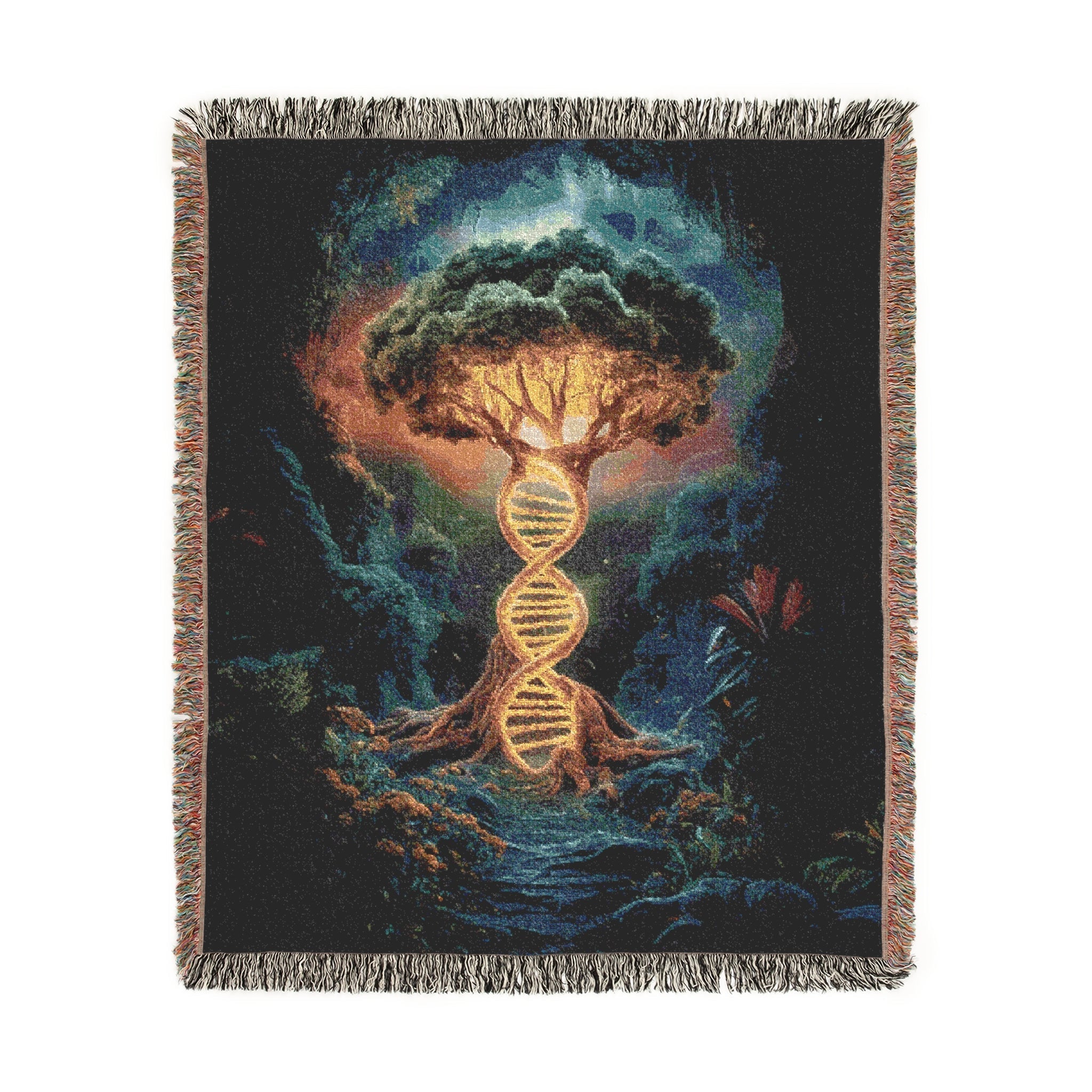 DNA Tree Of Life Woven Blanket in Finish by Genealogy Keepsakes