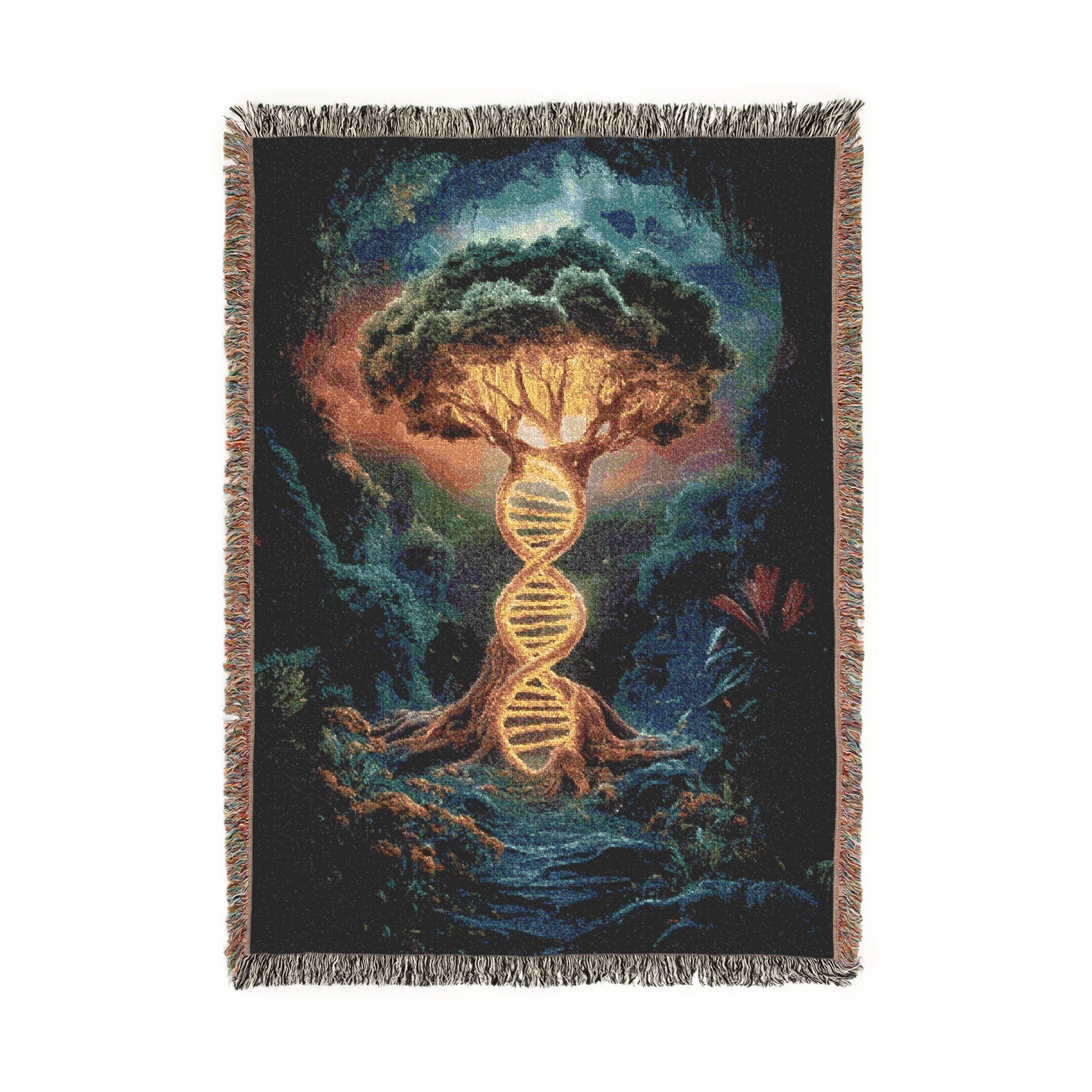 DNA Tree Of Life Woven Blanket in Finish by Genealogy Keepsakes