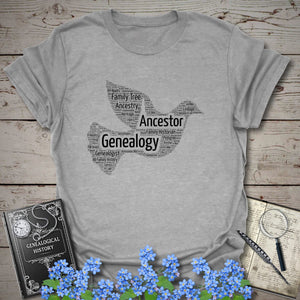 Dove Word Cloud T-Shirt in Sport Grey by Genealogy Keepsakes