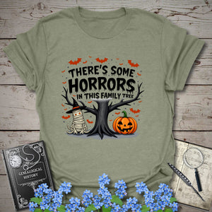 Family Tree Horrors T-Shirt - Genealogy Keepsakes Custom Genealogy Gift - Heather Military Green S
