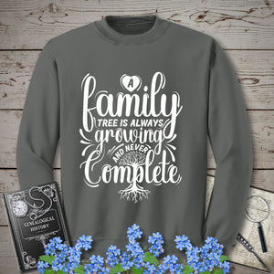 Family Tree Is Always Growing Sweatshirt in Charcoal by Genealogy Keepsakes