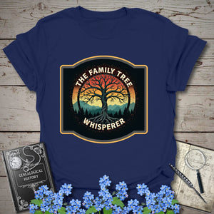Family Tree Whisperer T-Shirt in Navy by Genealogy Keepsakes