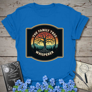 Family Tree Whisperer T-Shirt in Royal by Genealogy Keepsakes