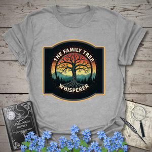 Family Tree Whisperer T-Shirt in Sport Grey by Genealogy Keepsakes