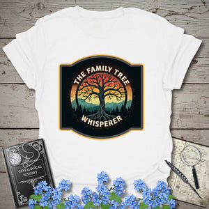 Family Tree Whisperer T-Shirt in White by Genealogy Keepsakes