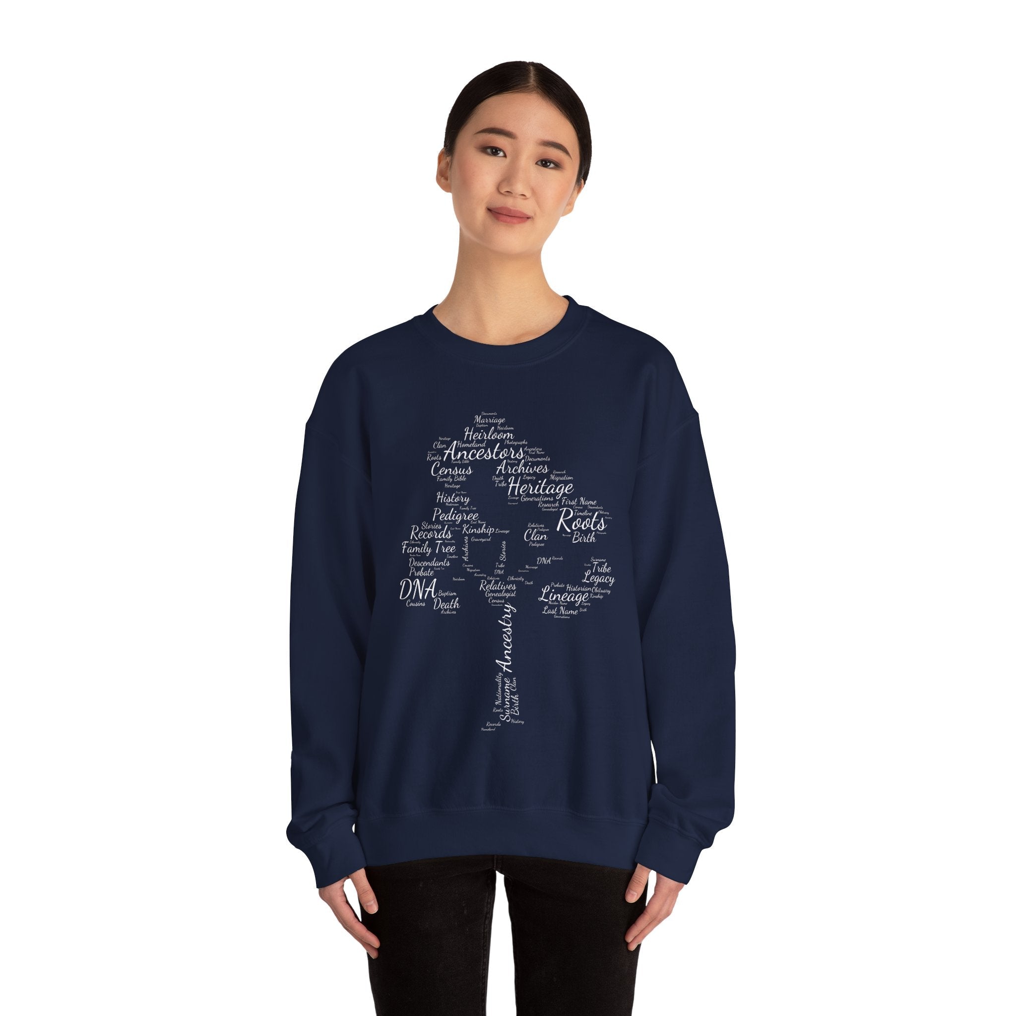 Family Tree Word Cloud Sweatshirt in by Genealogy Keepsakes