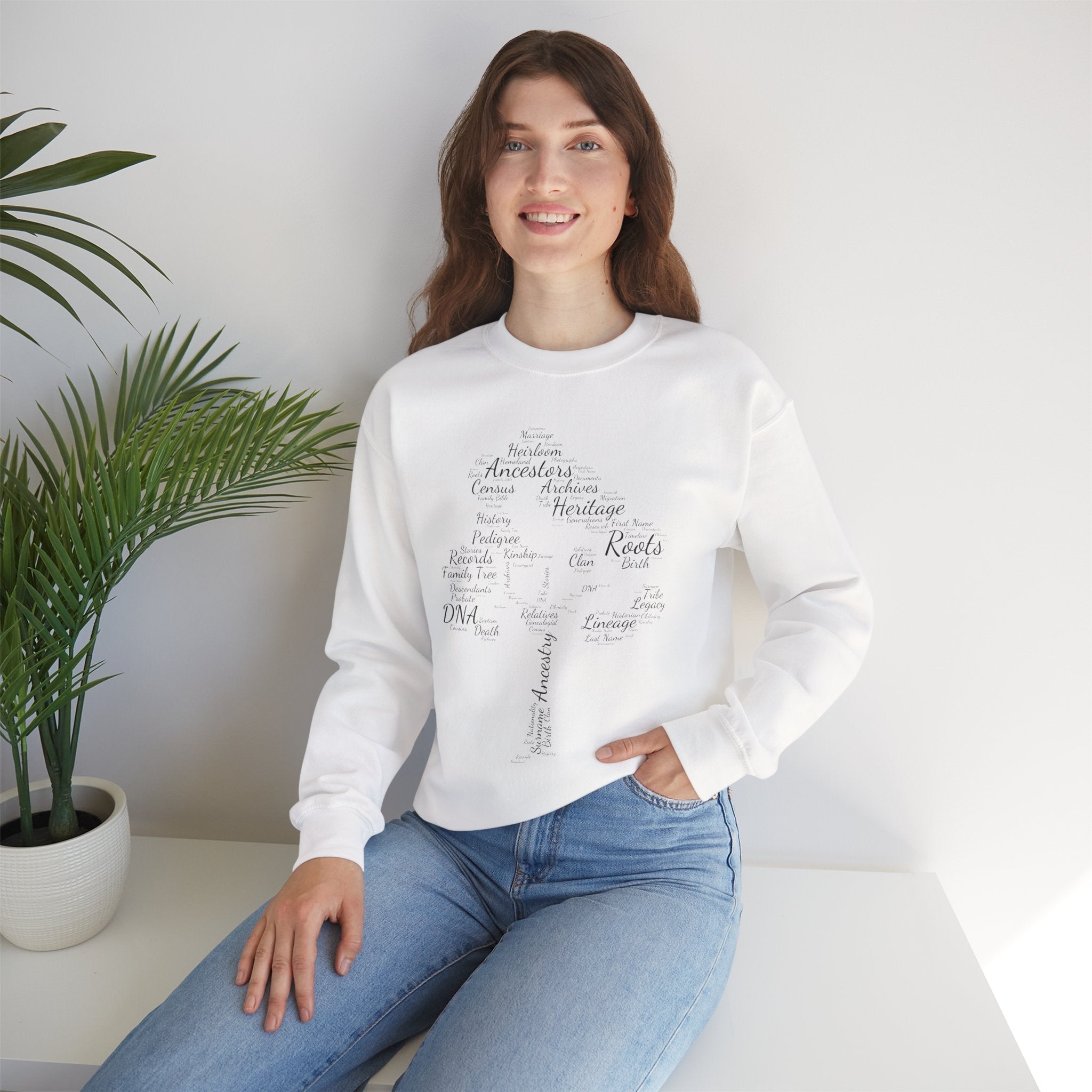 Family Tree Word Cloud Sweatshirt in by Genealogy Keepsakes