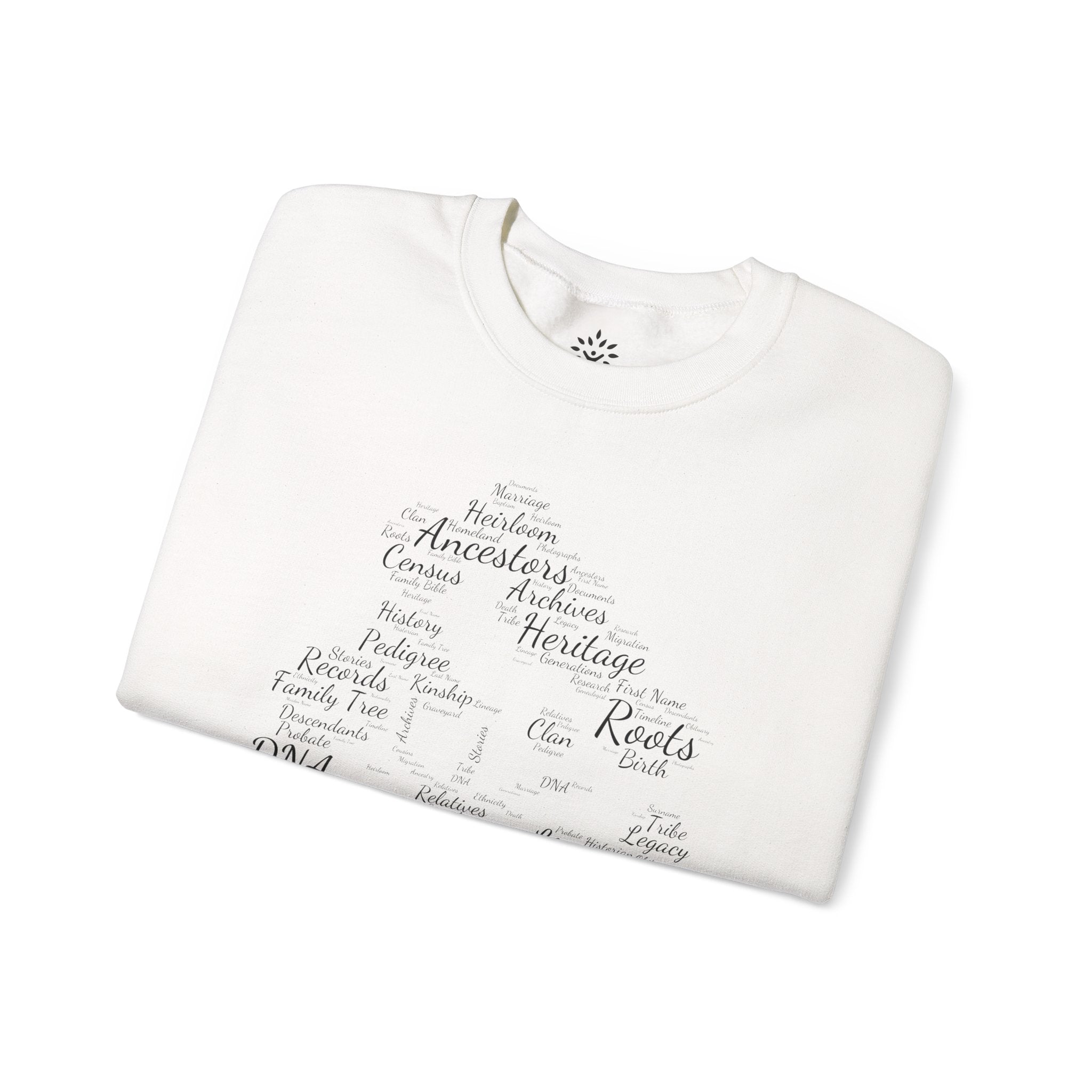 Family Tree Word Cloud Sweatshirt in Light Pink by Genealogy Keepsakes