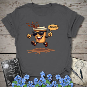 Fueled by Coffee T-Shirt in Charcoal by Genealogy Keepsakes
