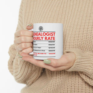 Genealogist Hourly Rate Mug (11oz|15oz) in by Genealogy Keepsakes