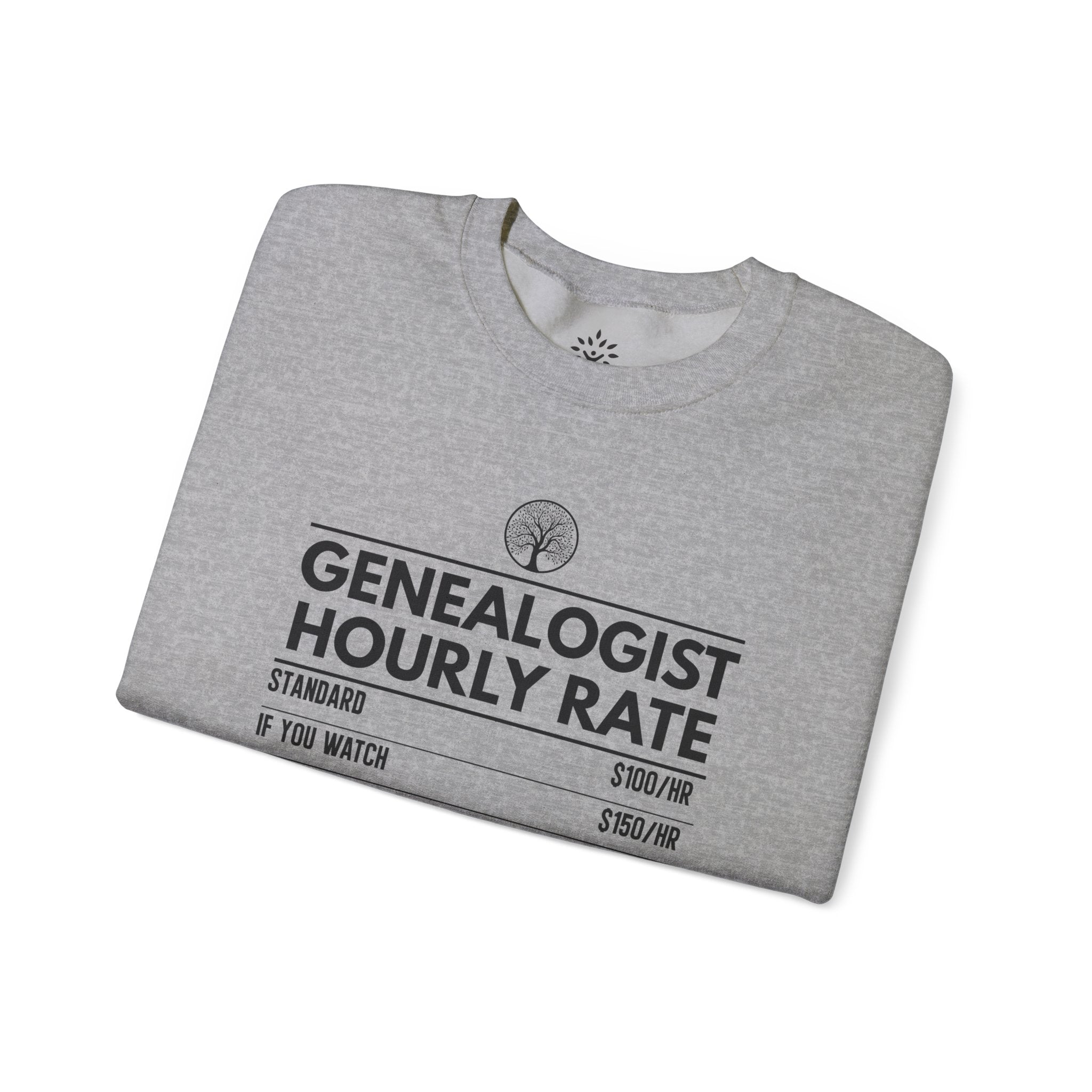 Genealogist Hourly Rate Sweatshirt in Light Pink by Genealogy Keepsakes