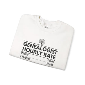 Genealogist Hourly Rate Sweatshirt in Light Pink by Genealogy Keepsakes