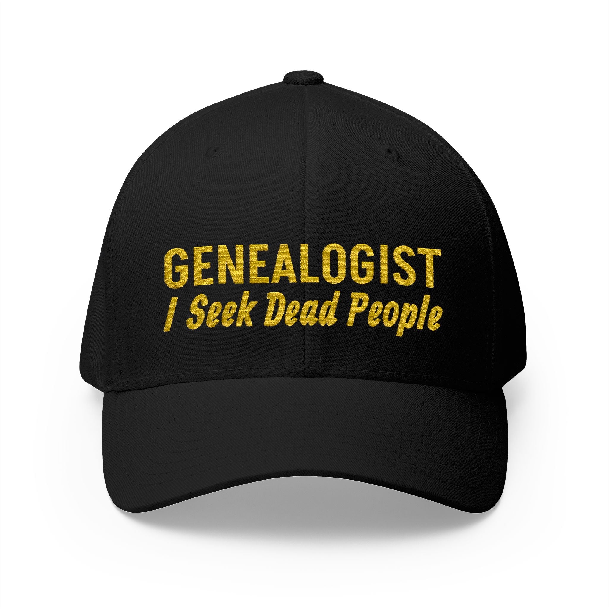 Genealogist - I Seek Dead People Embroidered Cap in Black by Genealogy Keepsakes