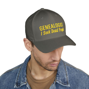 Genealogist - I Seek Dead People Embroidered Cap in Olive by Genealogy Keepsakes