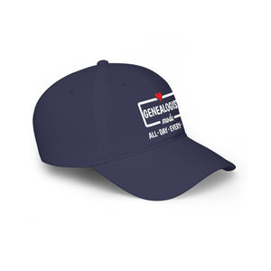 Genealogist Mode — "All • Day • Every • Day" Baseball Cap in by Genealogy Keepsakes