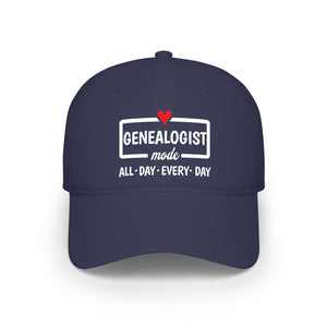 Genealogist Mode — "All • Day • Every • Day" Baseball Cap in One size by Genealogy Keepsakes