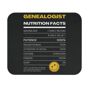 Genealogist Nutrition Facts Mouse Pad in 9" × 8" by Genealogy Keepsakes