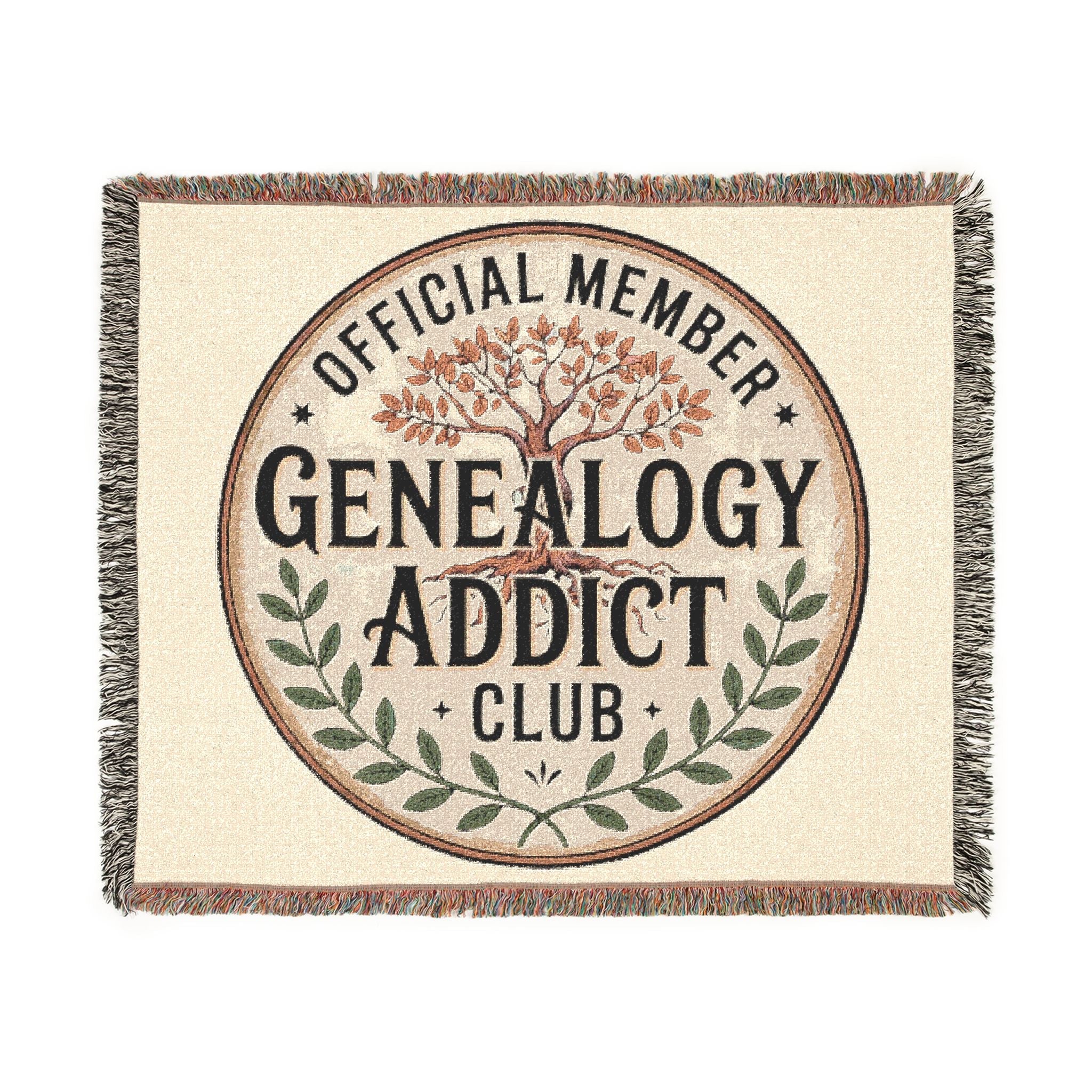 Genealogy Addict Club Woven Blanket in Artwork by Genealogy Keepsakes