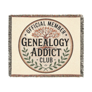 Genealogy Addict Club Woven Blanket in Artwork by Genealogy Keepsakes