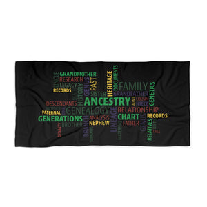 Genealogy Beach Towel in 30" × 60" by Genealogy Keepsakes
