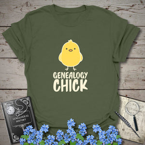 Genealogy Chick T-Shirt in Military Green by Genealogy Keepsakes