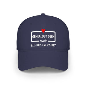 Genealogy Geek Mode — "All • Day • Every • Day" Baseball Cap in One size by Genealogy Keepsakes