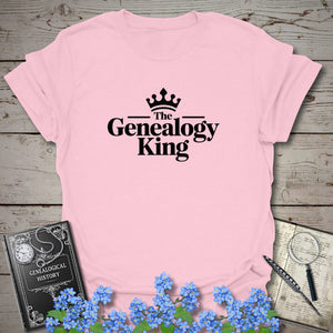 Genealogy King T-Shirt in Light Pink by Genealogy Keepsakes