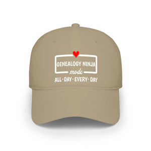 Genealogy Ninja Mode — "All • Day • Every • Day" Baseball Cap in One size by Genealogy Keepsakes