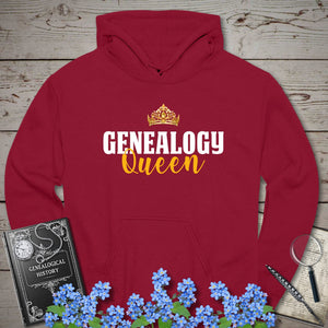 Genealogy Queen Hoodie in Cardinal Red by Genealogy Keepsakes