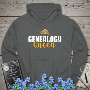 Genealogy Queen Hoodie in Charcoal by Genealogy Keepsakes