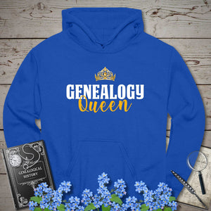 Genealogy Queen Hoodie in Royal by Genealogy Keepsakes
