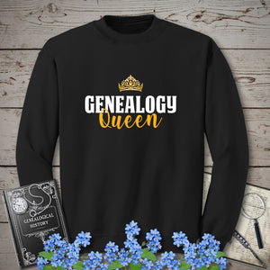 Genealogy Queen Sweatshirt in Black by Genealogy Keepsakes