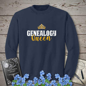 Genealogy Queen Sweatshirt in Navy by Genealogy Keepsakes