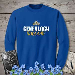 Genealogy Queen Sweatshirt in Royal by Genealogy Keepsakes